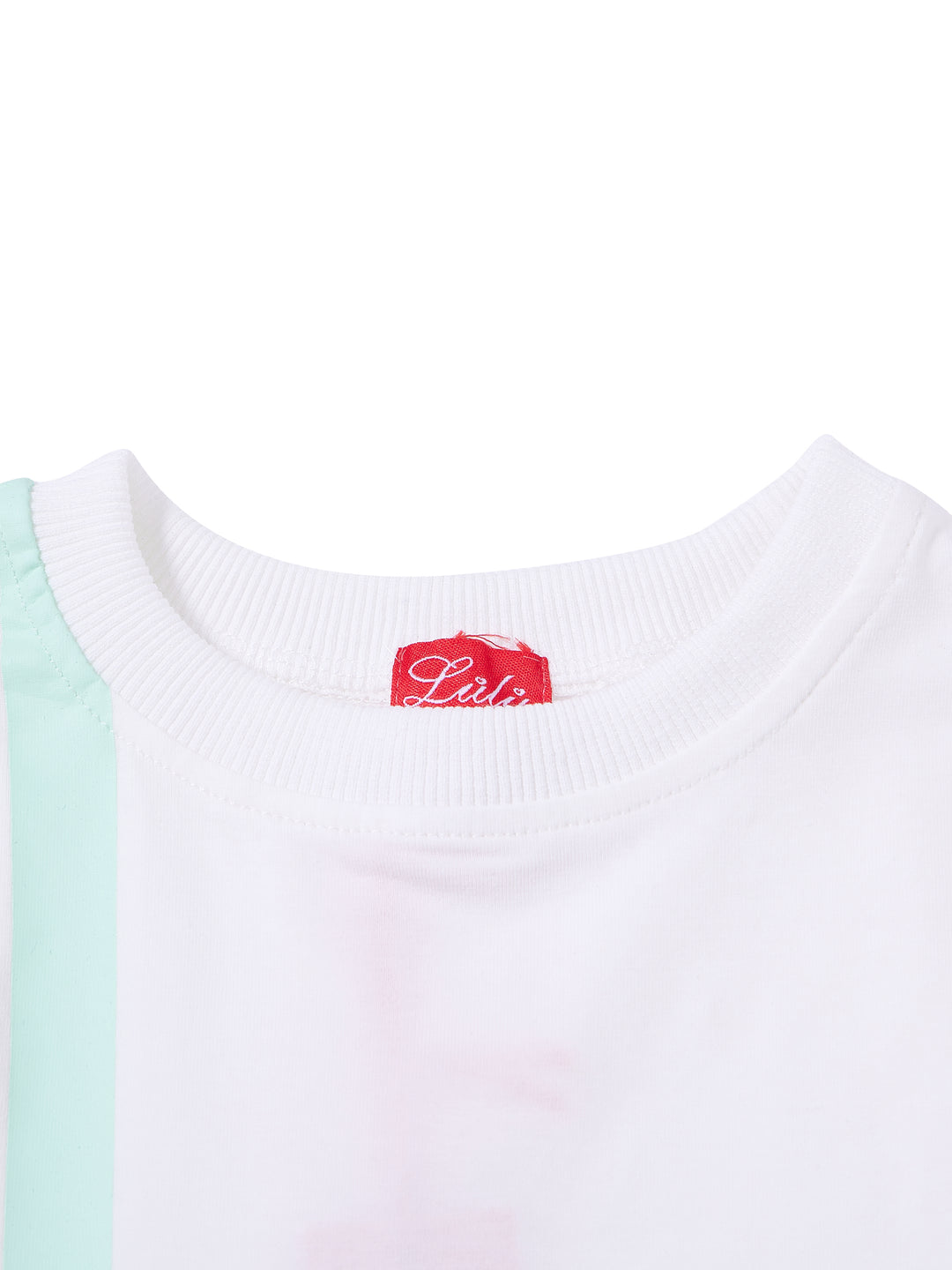 Side Stripe Print Short Sleeve T-shirt - White/Orange Red