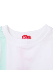 Side Stripe Print Short Sleeve T-shirt - White/Orange Red