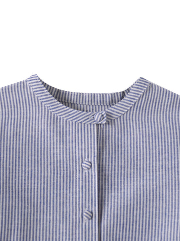 Linen Striped Shirt - Blue