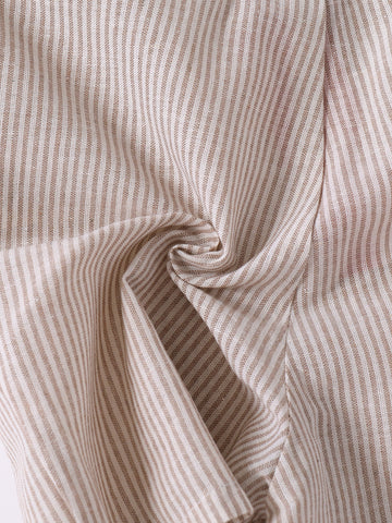 Baby Linen Striped Overall - Beige