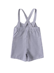 Baby Linen Striped Overall - Blue