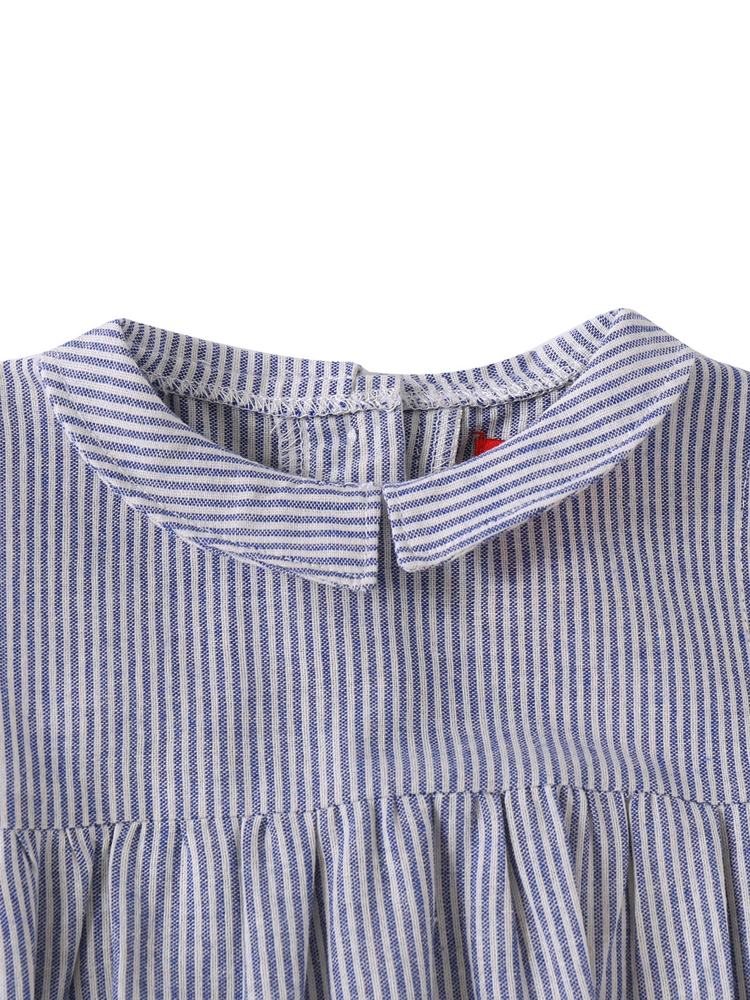 Pelele de lino con cuello a rayas para bebé - Azul