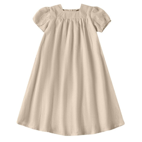 Lace Insert Dress - Beige