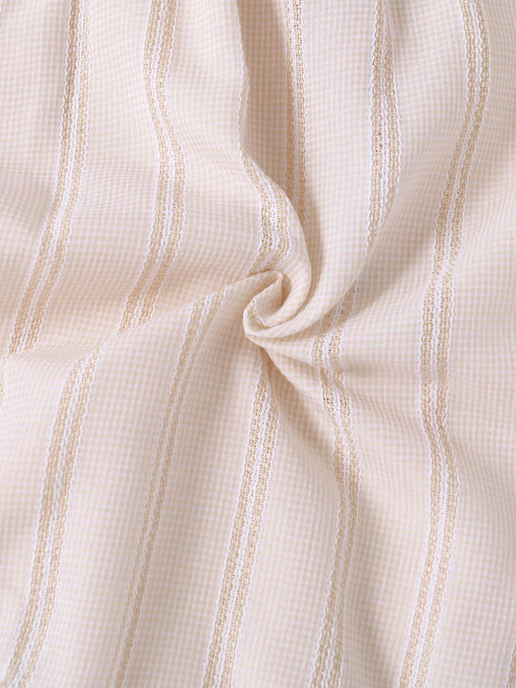 Baby Gingham Crochet Striped Romper - Beige