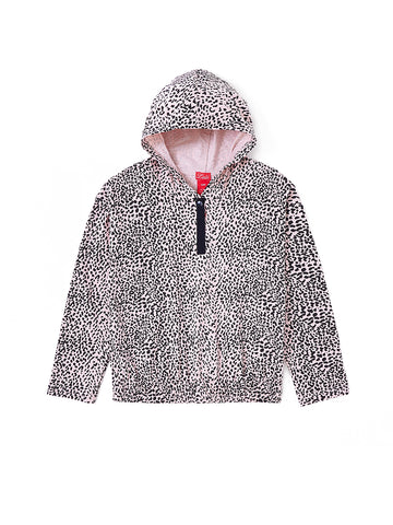 Leopard Print Hooded Top - Lt. Pink/Black