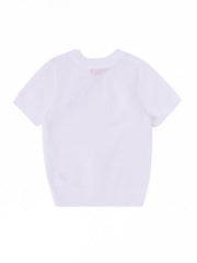 Front Button Short Sleeve Sweater - White