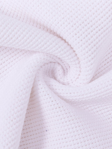 Front Button Short Sleeve Sweater - White