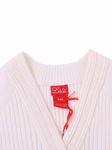 Eyelet Cardigan Sweater - Cream White