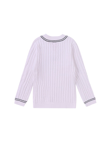 V Neck Cable Sweater