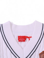 V Neck Cable Sweater