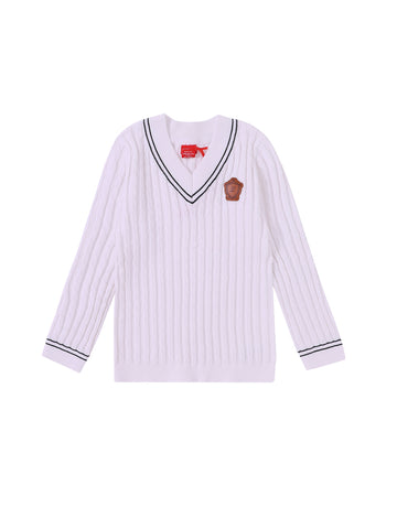 V Neck Cable Sweater
