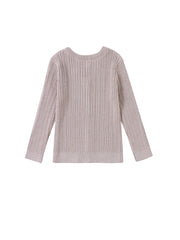 V-neck Rib Eyelet Sweater
