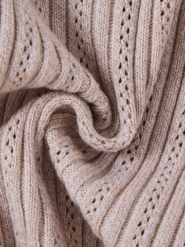 V-neck Rib Eyelet Sweater