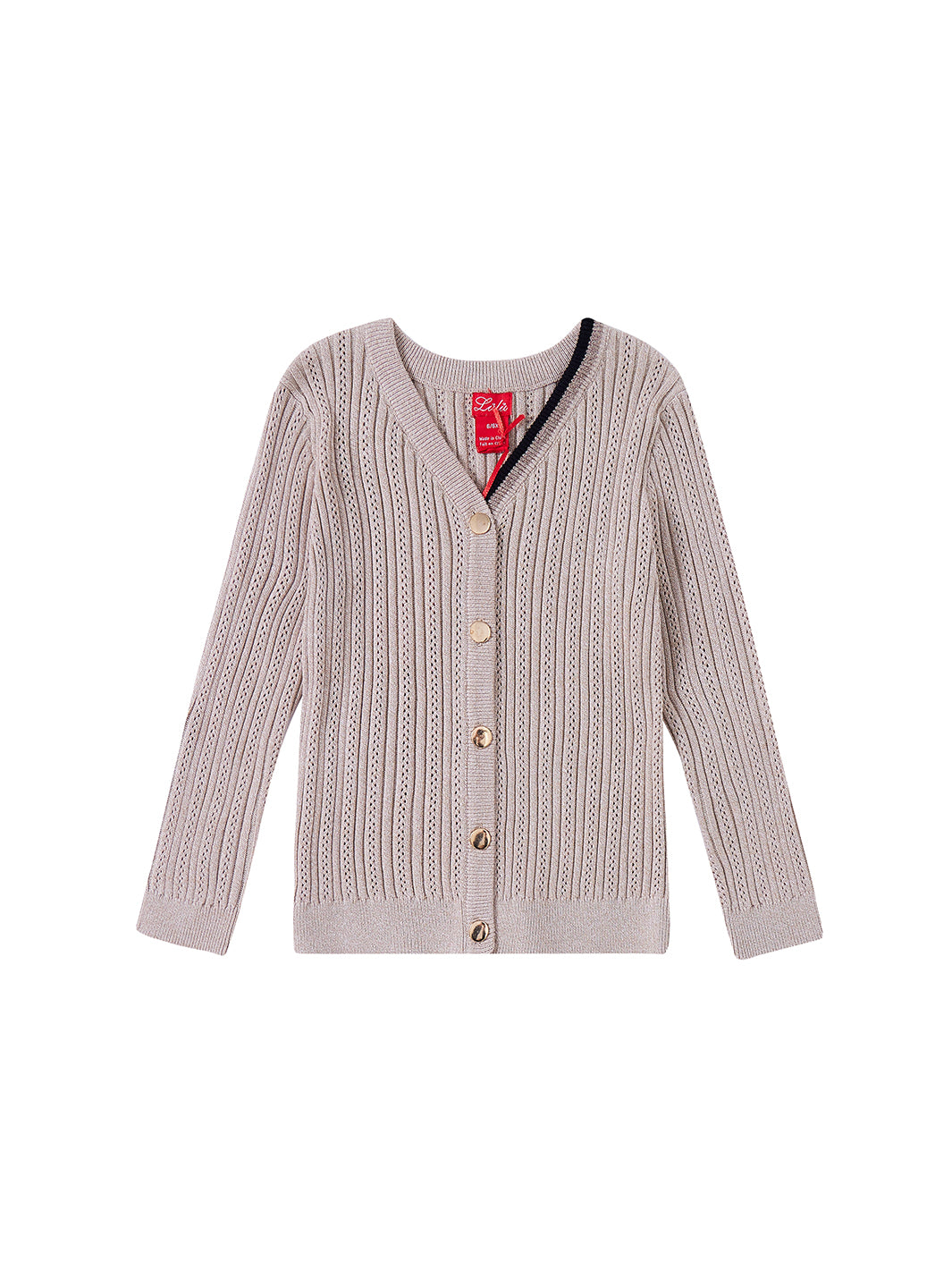 V-neck Rib Eyelet Sweater