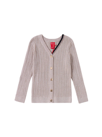 V-neck Rib Eyelet Sweater