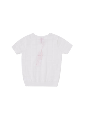 Square Eyelet Short Sleeve Sweater