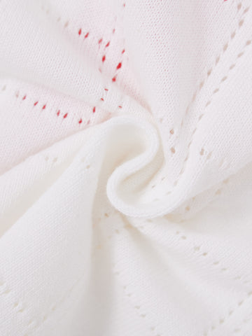 Square Eyelet Short Sleeve Sweater