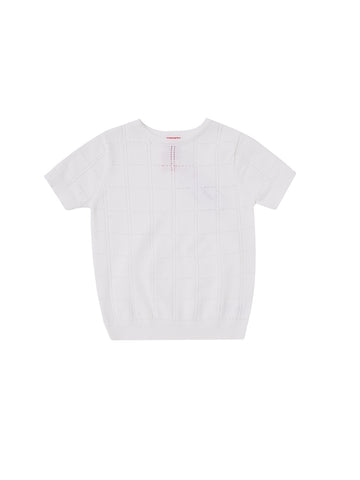 Square Eyelet Short Sleeve Sweater
