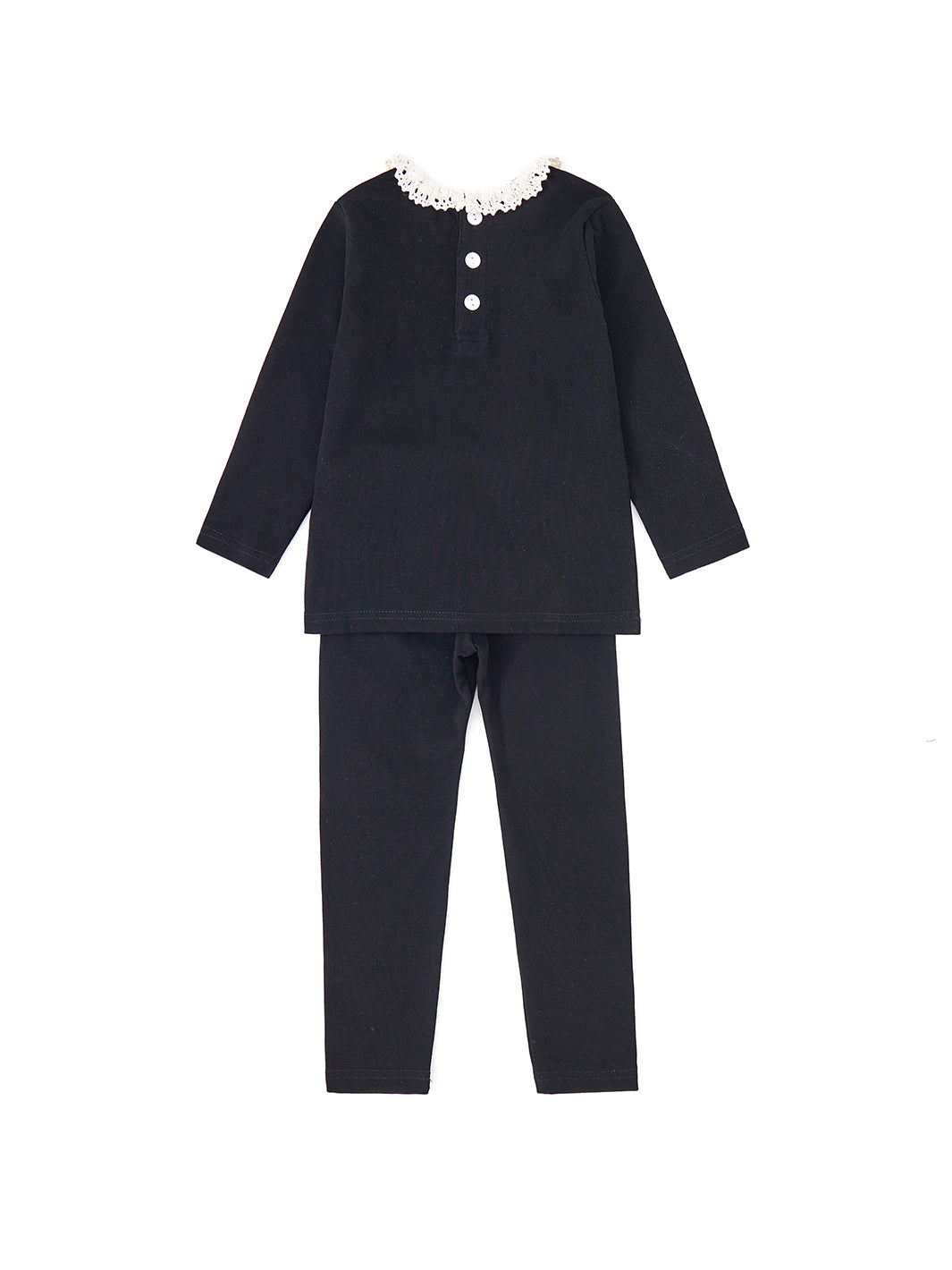Conjunto de cuello de encaje para bebé - Negro