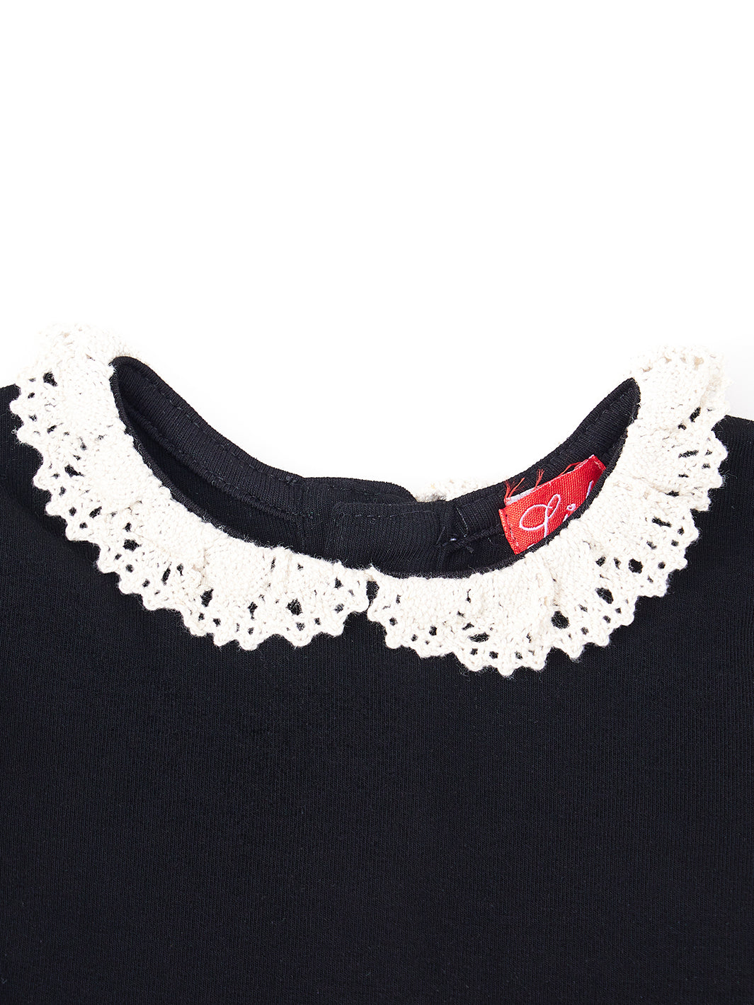 Conjunto de cuello de encaje para bebé - Negro