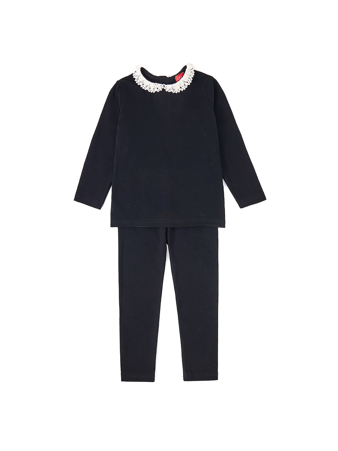 Conjunto de cuello de encaje para bebé - Negro
