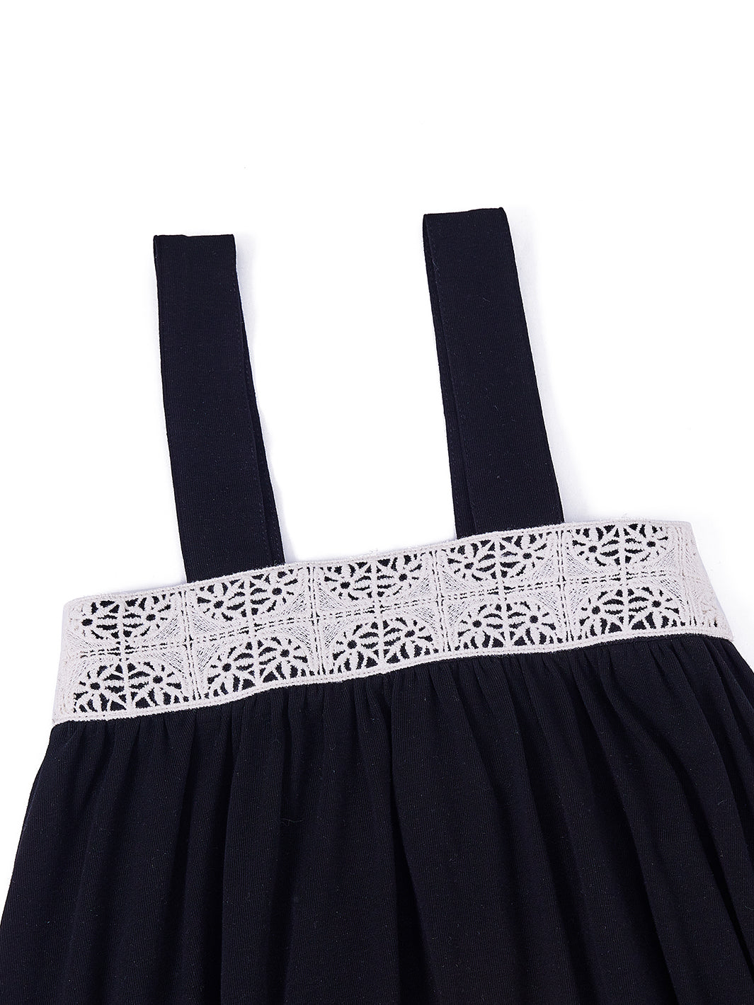 Bata tipo jersey de crochet en el pecho - Negro