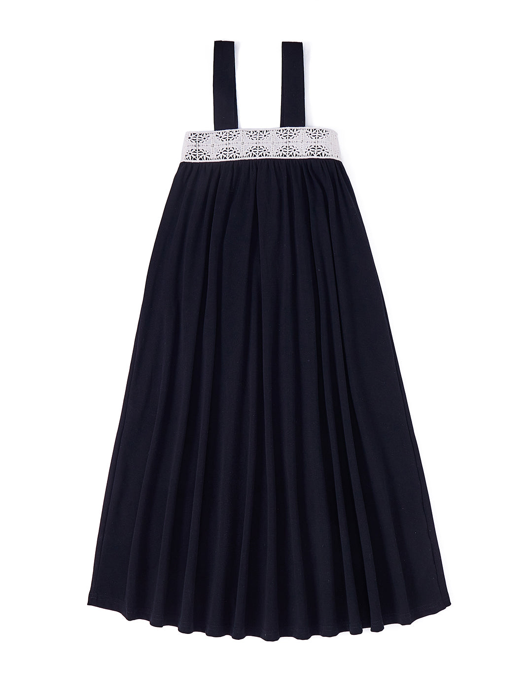 Bata tipo jersey de crochet en el pecho - Negro