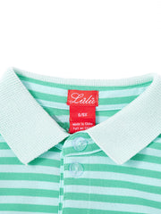 Striped Polo - Green/Ice Blue