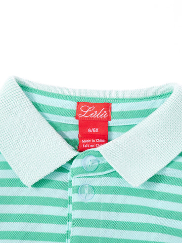 Striped Polo - Green/Ice Blue