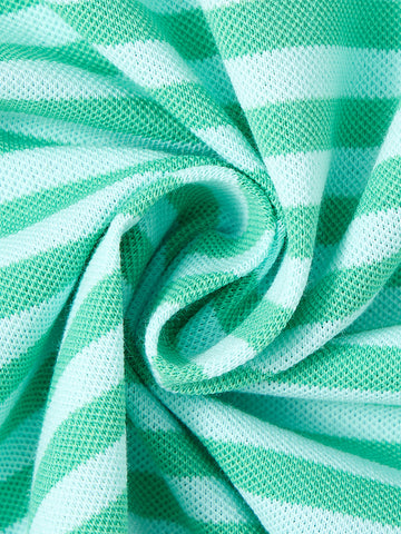 Striped Polo - Green/Ice Blue