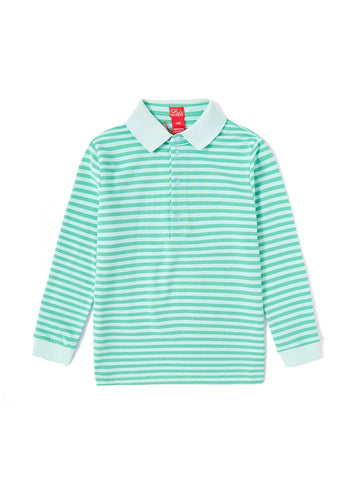 Striped Polo - Green/Ice Blue