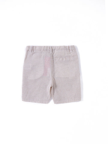 Linen Striped Short Pants - Beige