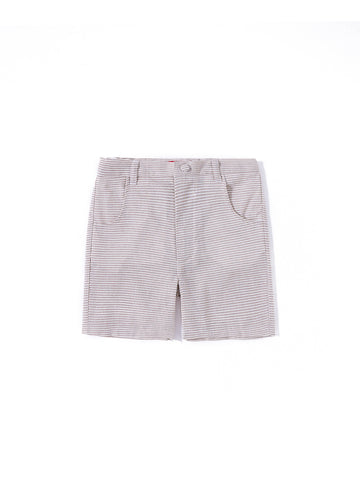Linen Striped Short Pants - Beige