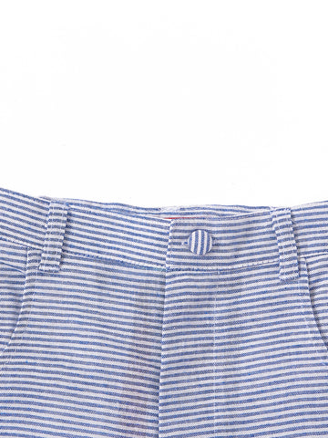 Linen Striped Short Pants - Blue