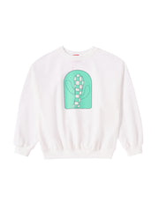 Checked Cactus Print Top - White/Green