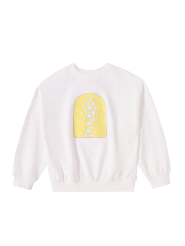 Checked Cactus Print Top - White/Yellow