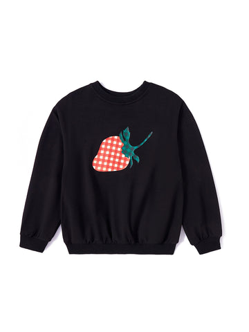 Strawberry Print Top - Black