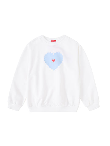 Scalloped Heart Top - White
