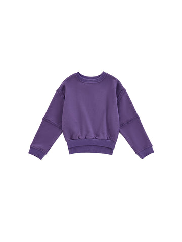 Raw Edge Crop Length Top - Purple