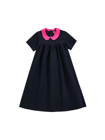 Contrast Collar Short Sleeve Dress
