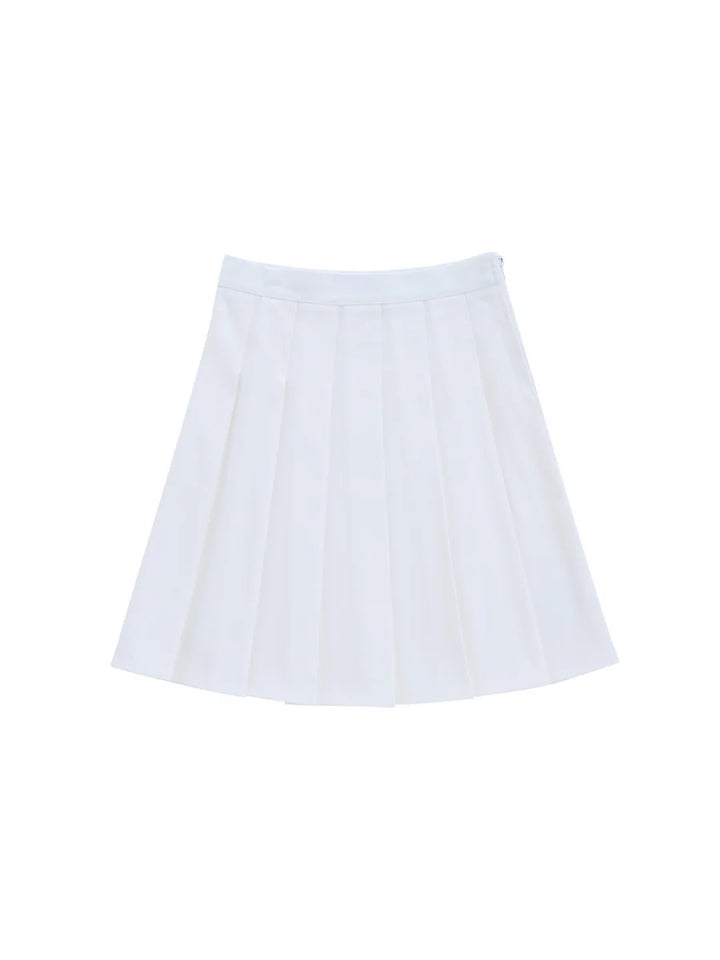 Brushed Pleated Skirt - Off White