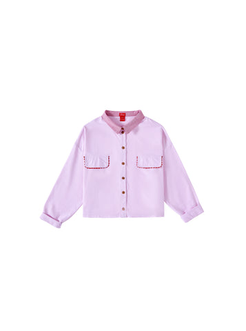 Rickrack Crop Shirt - Lt. Pink