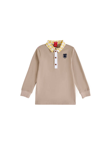 Gingham Collar Polo - Beige