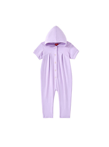 Baby Hood Button Overall - Lilac