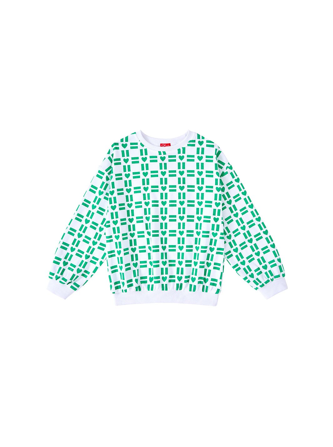 All Over Heart Print Top - White/Green