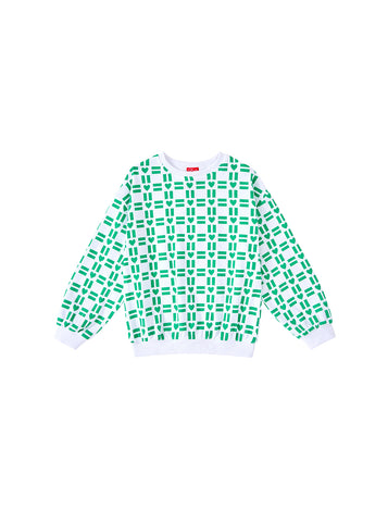 All Over Heart Print Top - White/Green
