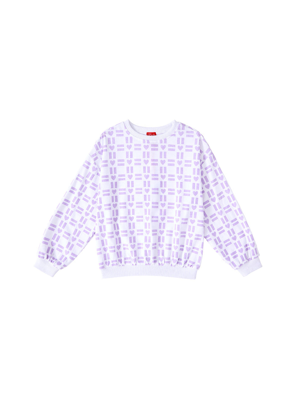 All Over Heart Print Top - White/Lilac