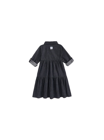Denim Trim Dress - Black Denim