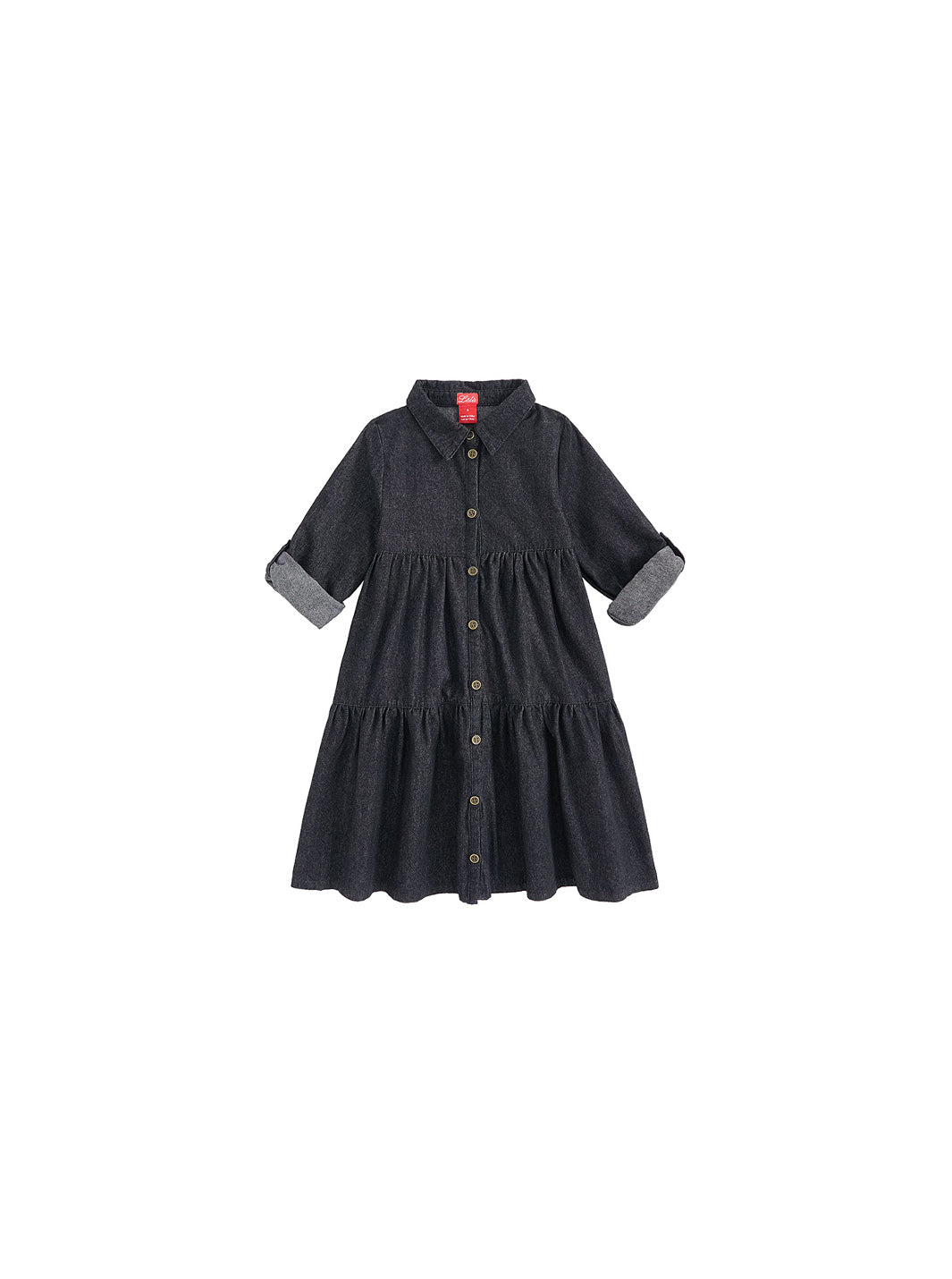 Denim Trim Dress - Black Denim