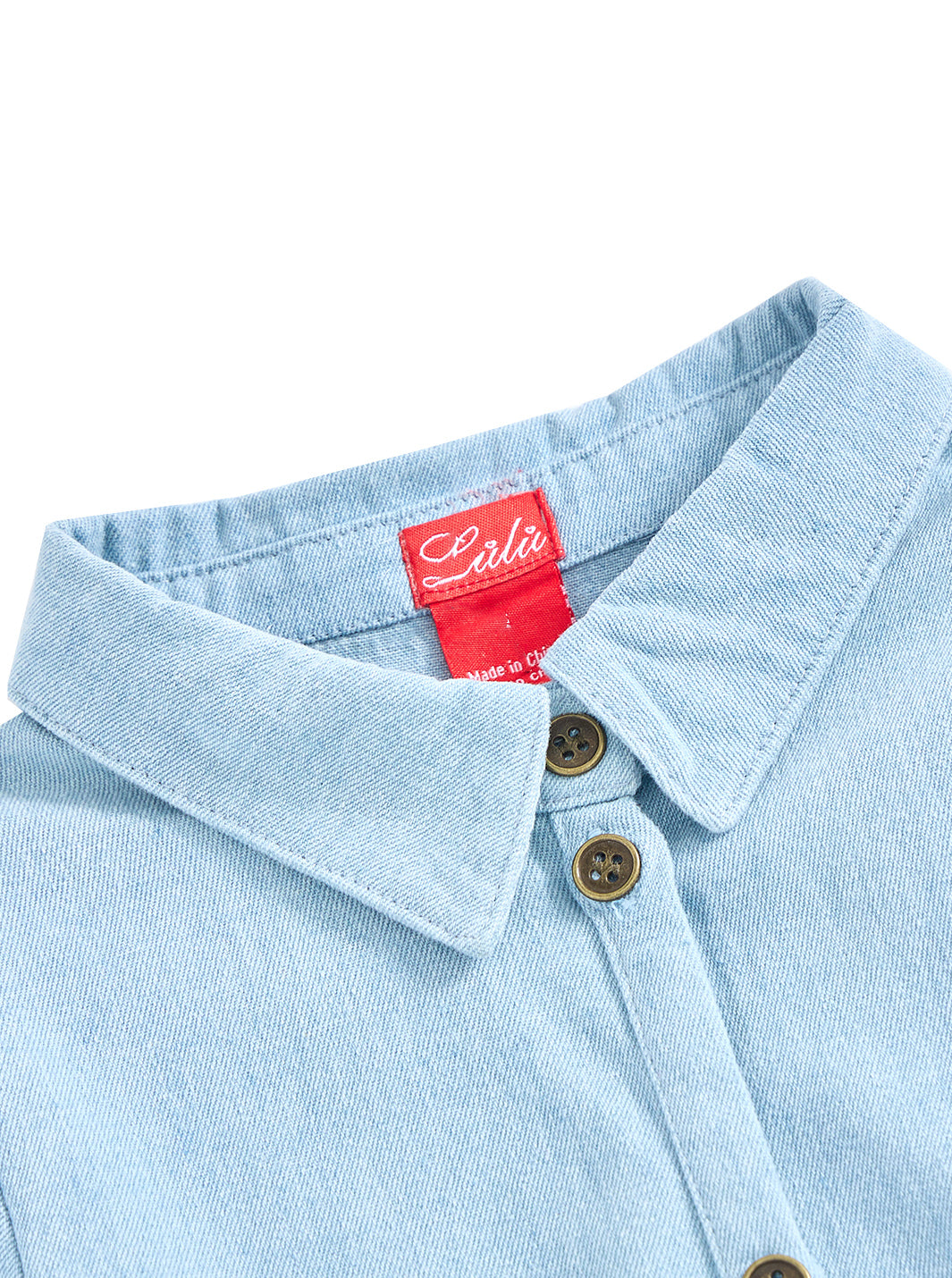 Denim Trim Dress - Pale Blue Denim Lulu Kids Clothing Denim Trim Dress - Pale Blue Denim Lulu Kids Clothing